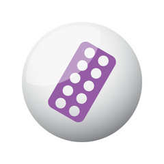 Flat purple Tablet Strip icon on 3d sphere