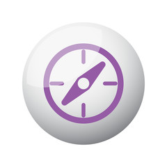 Flat purple Compass icon on 3d sphere