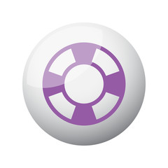 Flat purple Life Buoy icon on 3d sphere