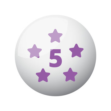 Flat purple Five Star icon on 3d sphere
