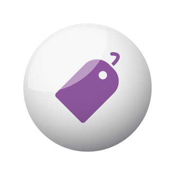 Flat Purple Tag Icon On 3d Sphere