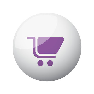 Flat purple Shopping Cart icon on 3d sphere