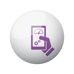 Flat purple Smartphone Test icon on 3d sphere
