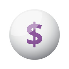 Flat purple Dollar icon on 3d sphere