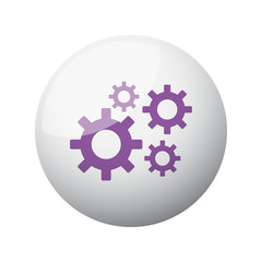Flat purple Process icon on 3d sphere