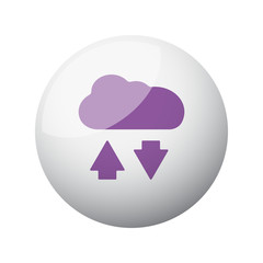 Flat purple Cloud Computing icon on 3d sphere