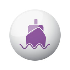 Flat purple Boat icon on 3d sphere