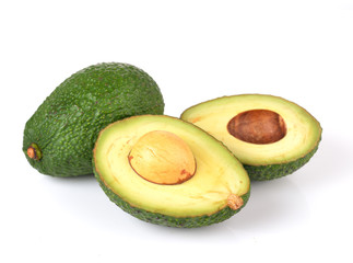 Ripe avocado on white background