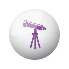Flat purple Telescope icon on 3d sphere