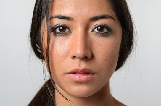 Woman with serious blank stare