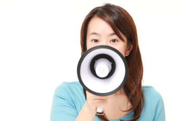 Japanese woman with megaphone