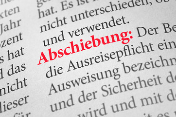 W&ouml;rterbuch mit dem Begriff Abschiebung
