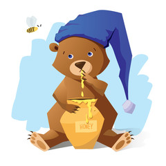 Funny bear with honey