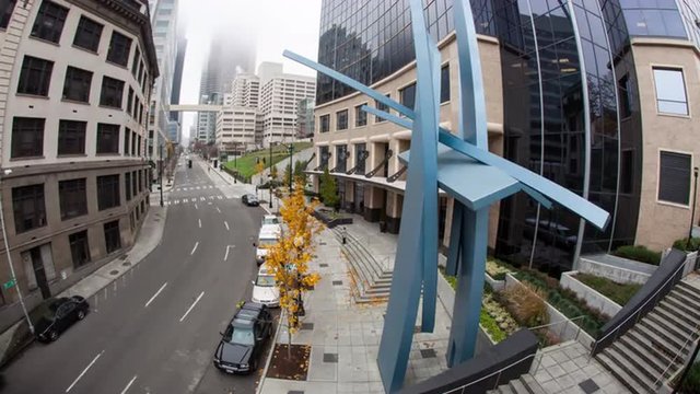 Time lapse of downtown city street in Seattle.