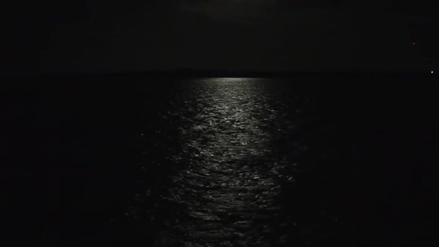 Light strip of the moon on the sea surface. Amazing, beautiful underwater world Bahamas and the life of its inhabitants, creatures and diving, travels with them. 