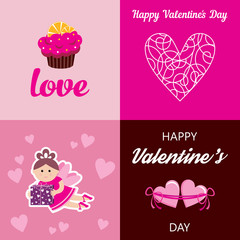 Happy Valentines Day Cards. Vector illustration