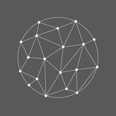 Wireframe 3D mesh polygonal vector sphere