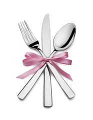 Silverware pink ribbon heart design square element Valentine iso