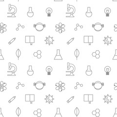 Vector seamless monochrome science pattern