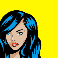 Pop art vector illustration of young woman