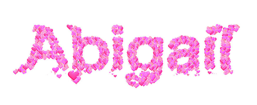 Abigail female name set with hearts type design