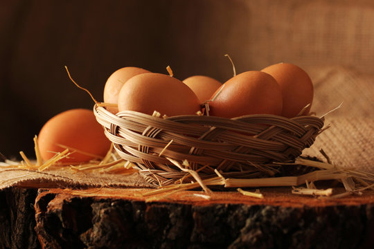 Eggs on wooden.