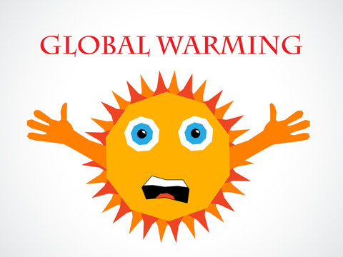 Global warming sun character isolated