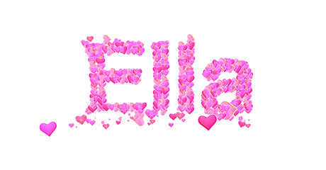 Ella female name set with hearts type design