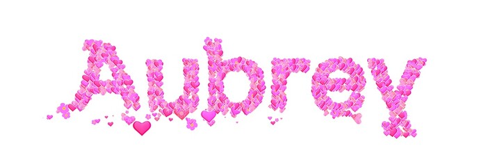 Aubrey female name set with hearts type design