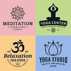 Yoga Studio Labels, Icons and Design Elements