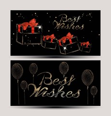 Greeting cards with gold design elements