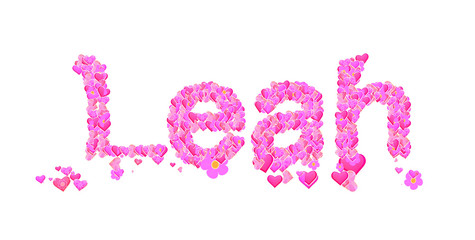 Leah female name set with hearts type design