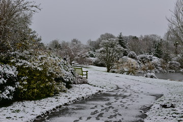 An English Estate in winter snow.