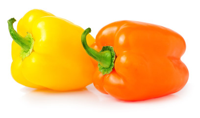 colored sweet peppers on a white background