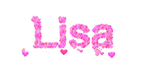 Lisa female name set with hearts type design