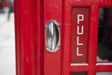 Red Telephone Box Pull Door Sign, London
