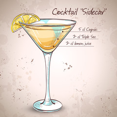 Sidecar cocktail in martini glass