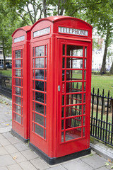 Obraz na płótnie Canvas Traditional Red Telephone Cabin Box in London, England, UK