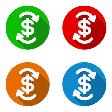 vector set colorful flat icons cash flow