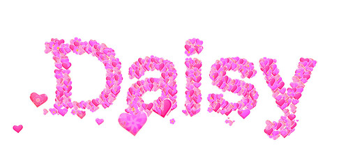 Daisy female name set with hearts type design