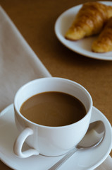 Cup of Coffee and Croissant for Breakfast.