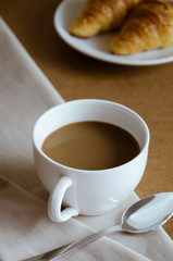 Cup of Coffee and Croissant for Breakfast.