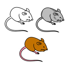 Rat, mouse - sketch, the drawing in color (set 2)