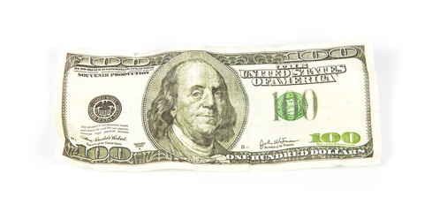 Crumpled hundred dollars