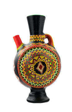 Black decorated handcrafted pottery jug