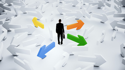 Businessman choosing his business direction