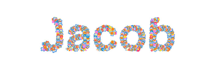 Male name Jacob filled with flowers