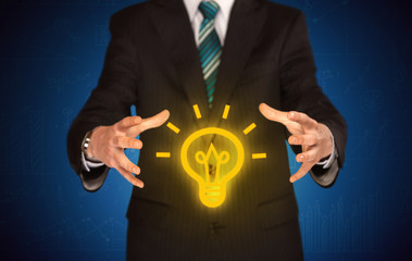 Sales guy has bright idea in the hand