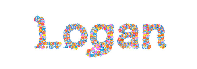 Male name Logan filled with flowers