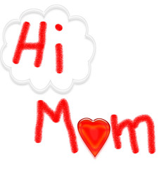 HI MOM card - child's artwork on white background
